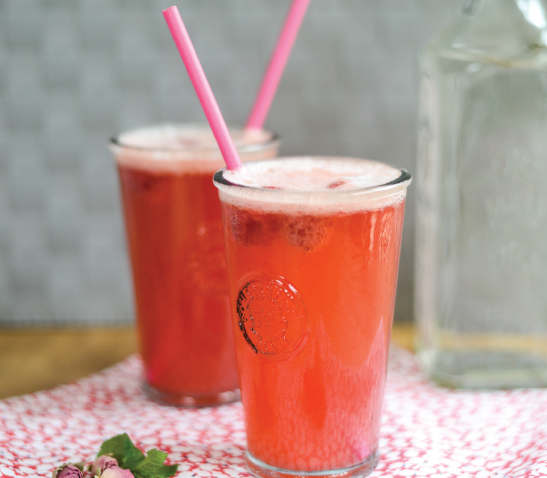 Raspberry, Rose and Mint Gin Fizz